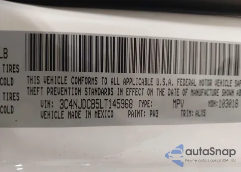 2020 Jeep Compass Limited 4X4 z USA, uszkodzony, nr VIN 3C4NJDCB5LT145968